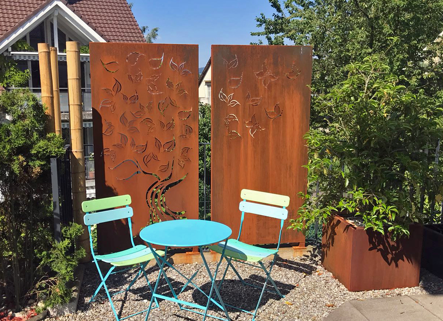 MURO Sichtschutzwände aus 2mm Corten