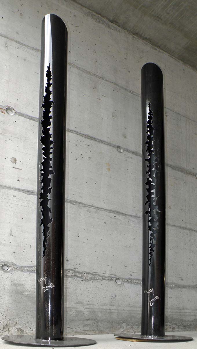 Ständerlampe aus Rohstahlrohr