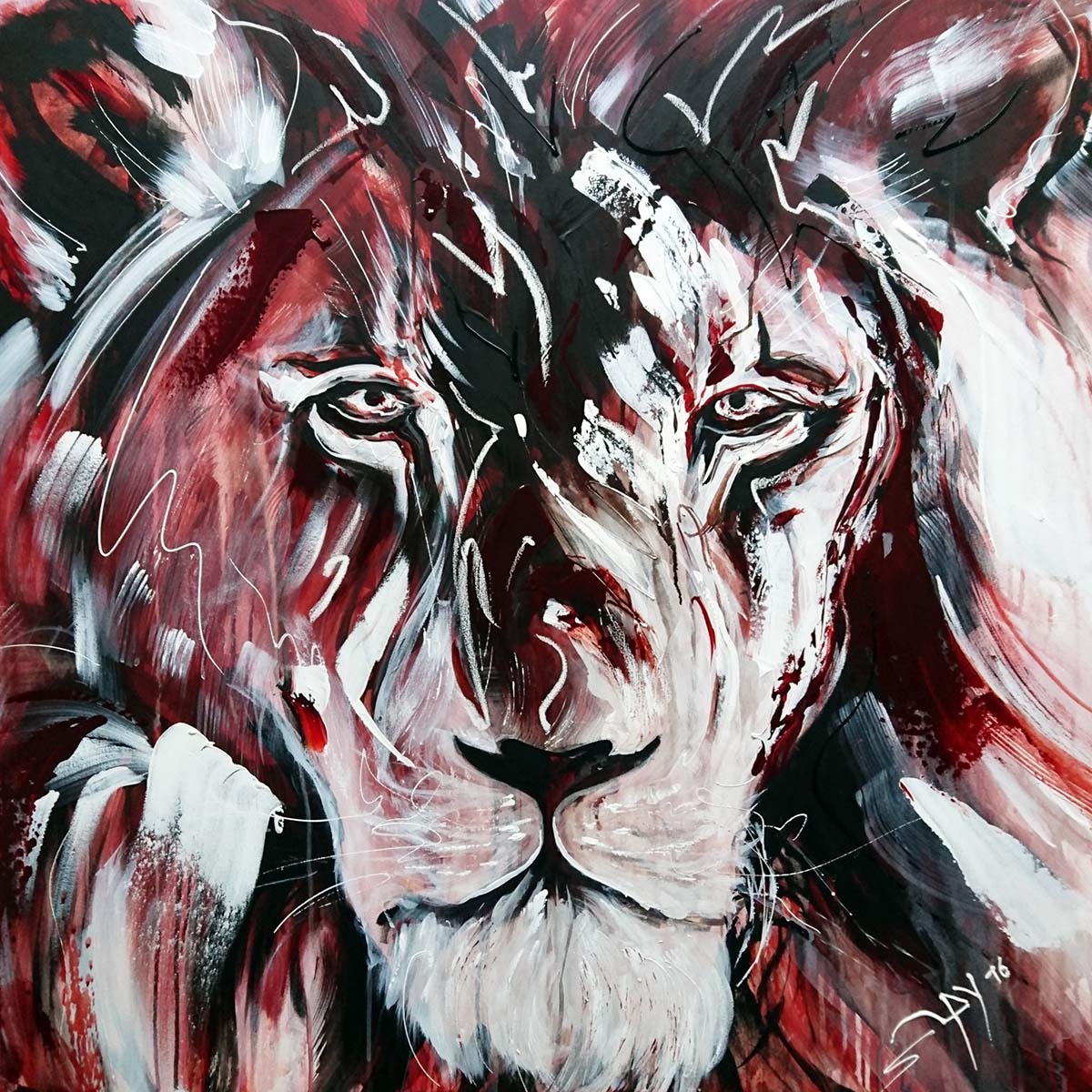 Acrylbild "Löwe" 100 x 100 cm