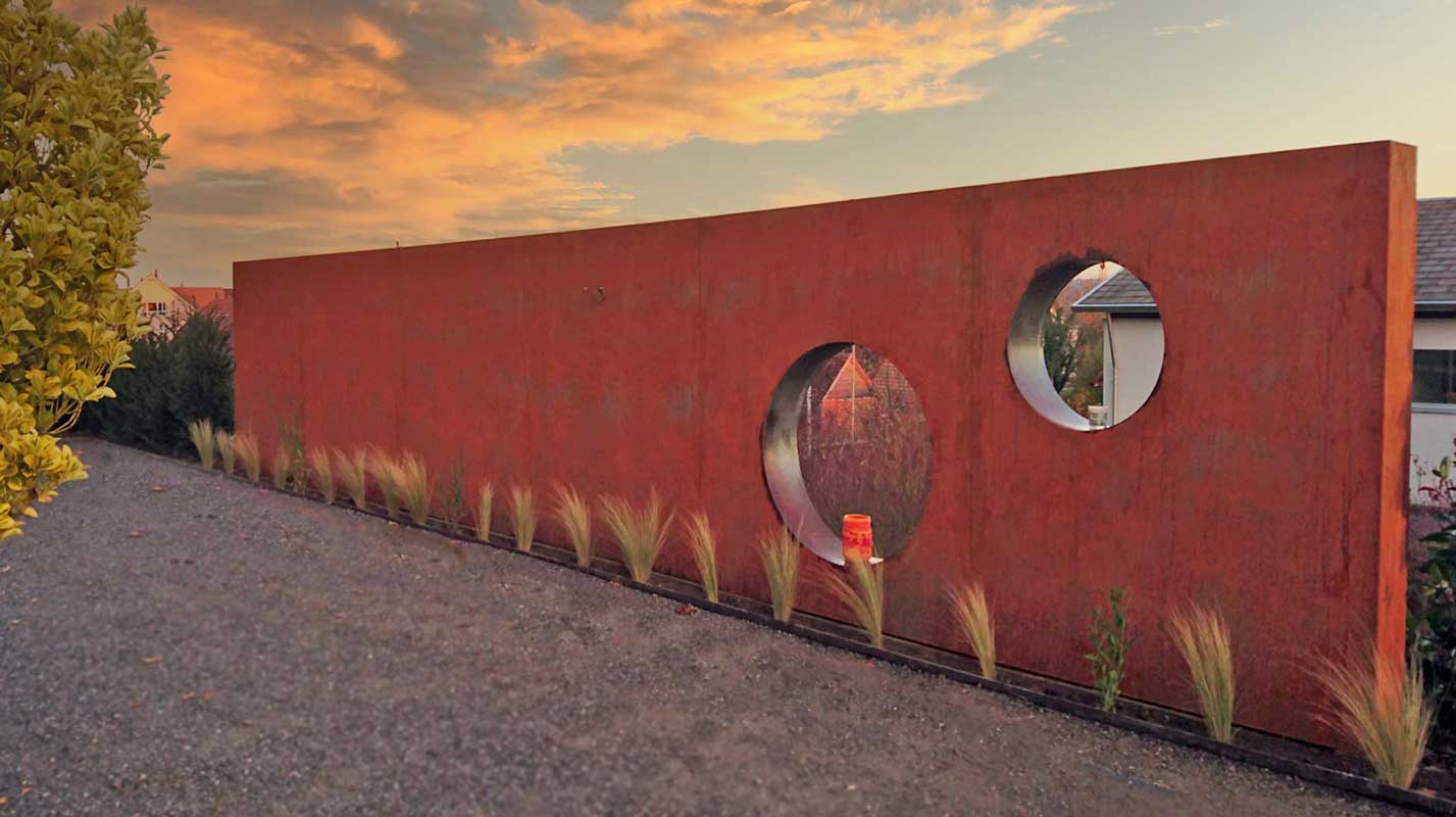 MURO XXL Sichtschutzwand aus 3 mm Corten doppelwandig